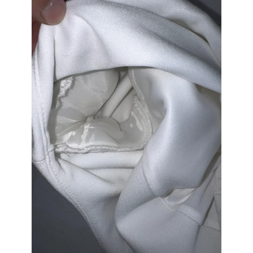 Calvin Klein White Ruffle Tie Waist High Low Scuba Dress Size 12 CD8C16XW - Picture 10 of 10